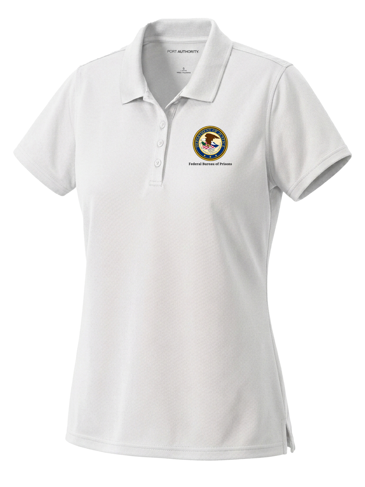 Federal Bureau of Prisons (BOP) Women's Dri Fit Polo  White government employee uniform shirt