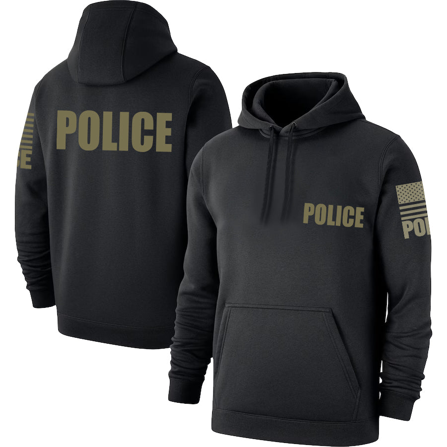 Black Police Hoodie - Police Hoodie (Drab Green)