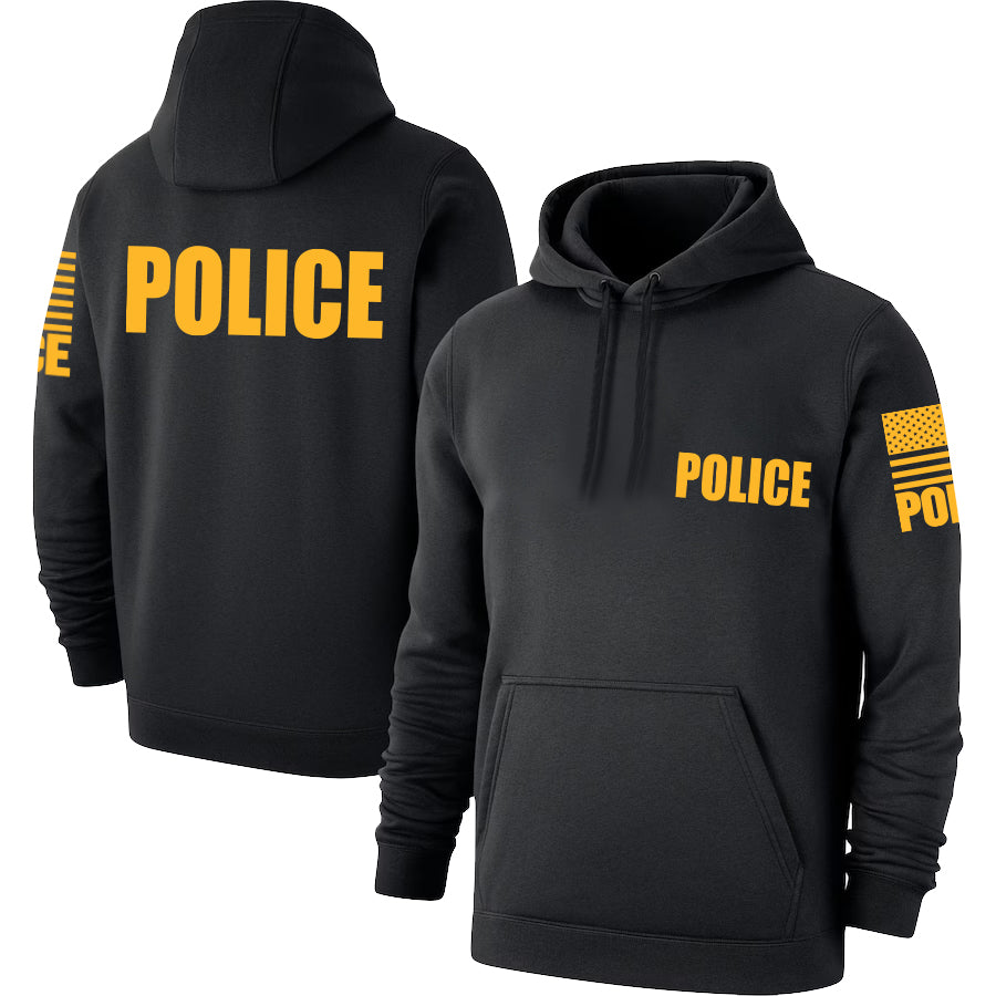 Black Police Hoodie - Police Hoodie (Golden-Yellow)