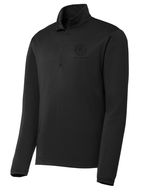 FBI Cincinnati Men's Lightweight Dri Fit 1/4 Zip Black government employee uniform shirt