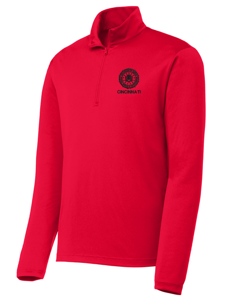 FBI Cincinnati Men's Lightweight Dri Fit 1/4 Zip Red government employee uniform shirt