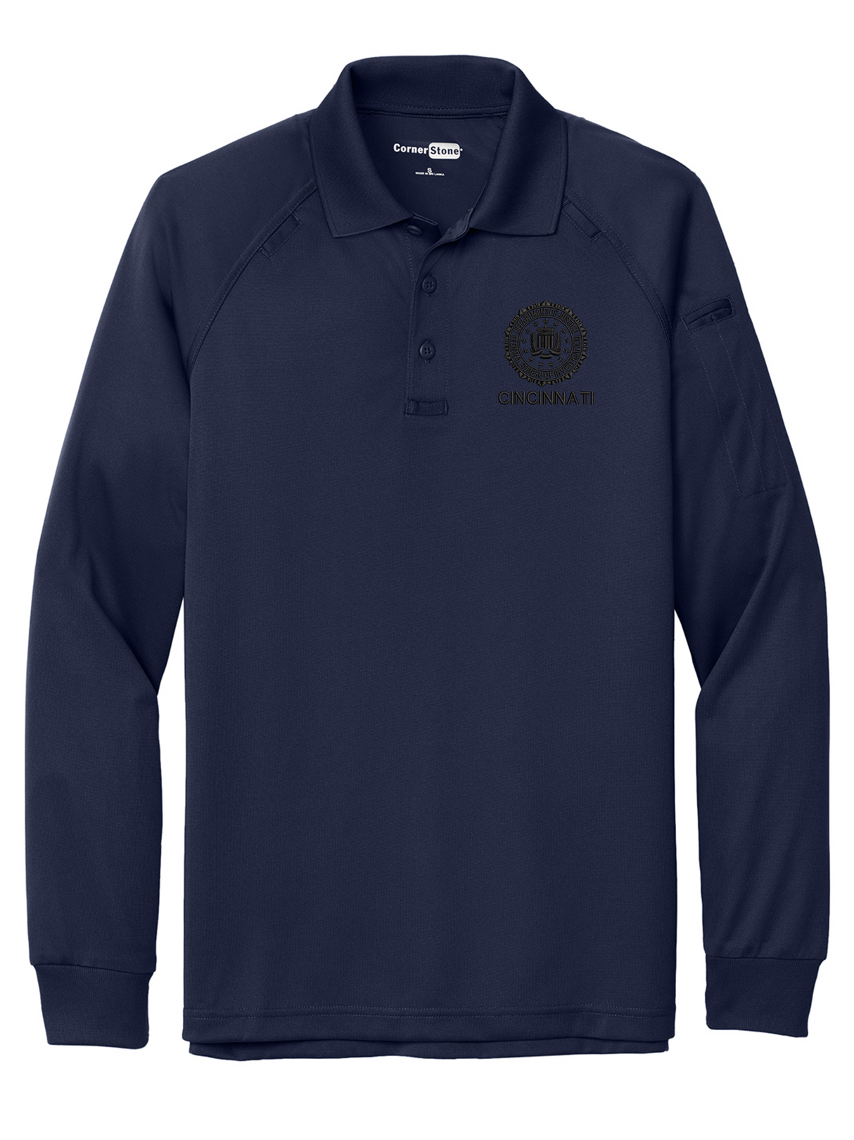FBI Cincinnati Men's Tactical Long Sleeve Polo Dark Navy government employee uniform shirt