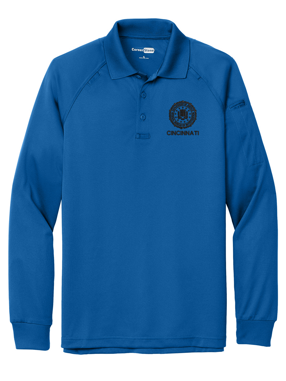 FBI Cincinnati Men's Tactical Long Sleeve Polo Royal Blue government employee uniform shirt