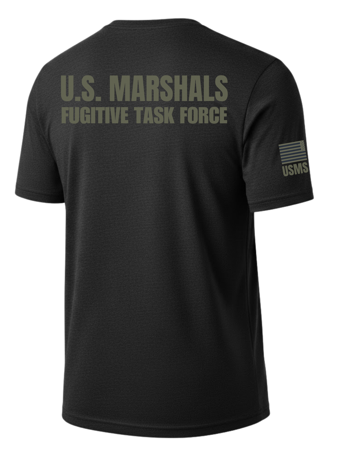Black US Marshals Service USMS Fugitive Task Force Men's Shirt - Short Sleeve (Green)