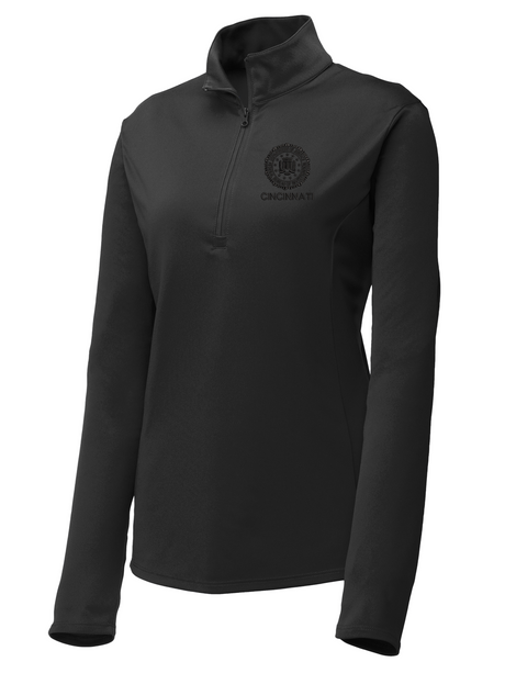 FBI Cincinnati Women's Lightweight Dri Fit 1/4 Zip Black government employee uniform shirt