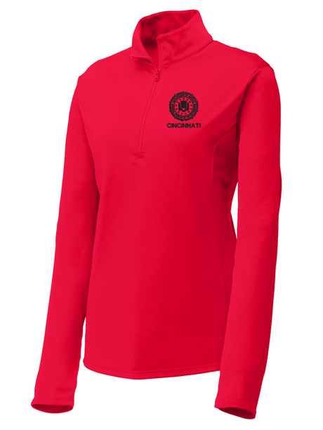 FBI Cincinnati Women's Lightweight Dri Fit 1/4 Zip Red government employee uniform shirt