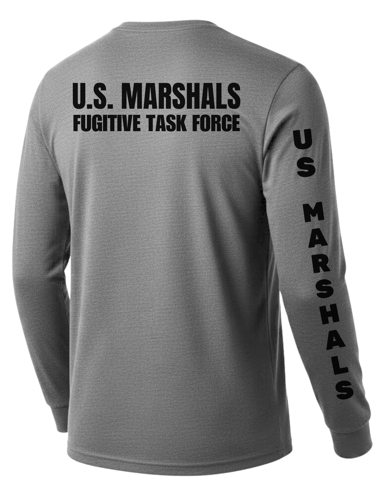 Gray US Marshals Service USMS Fugitive Task Force Men's Shirt - Long Sleeve (Black)