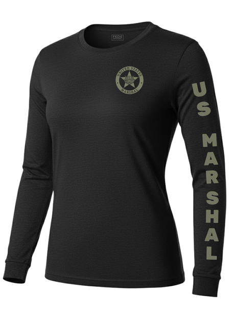 Black US Marshals Service USMS Women's Shirt - Long Sleeve (Green)