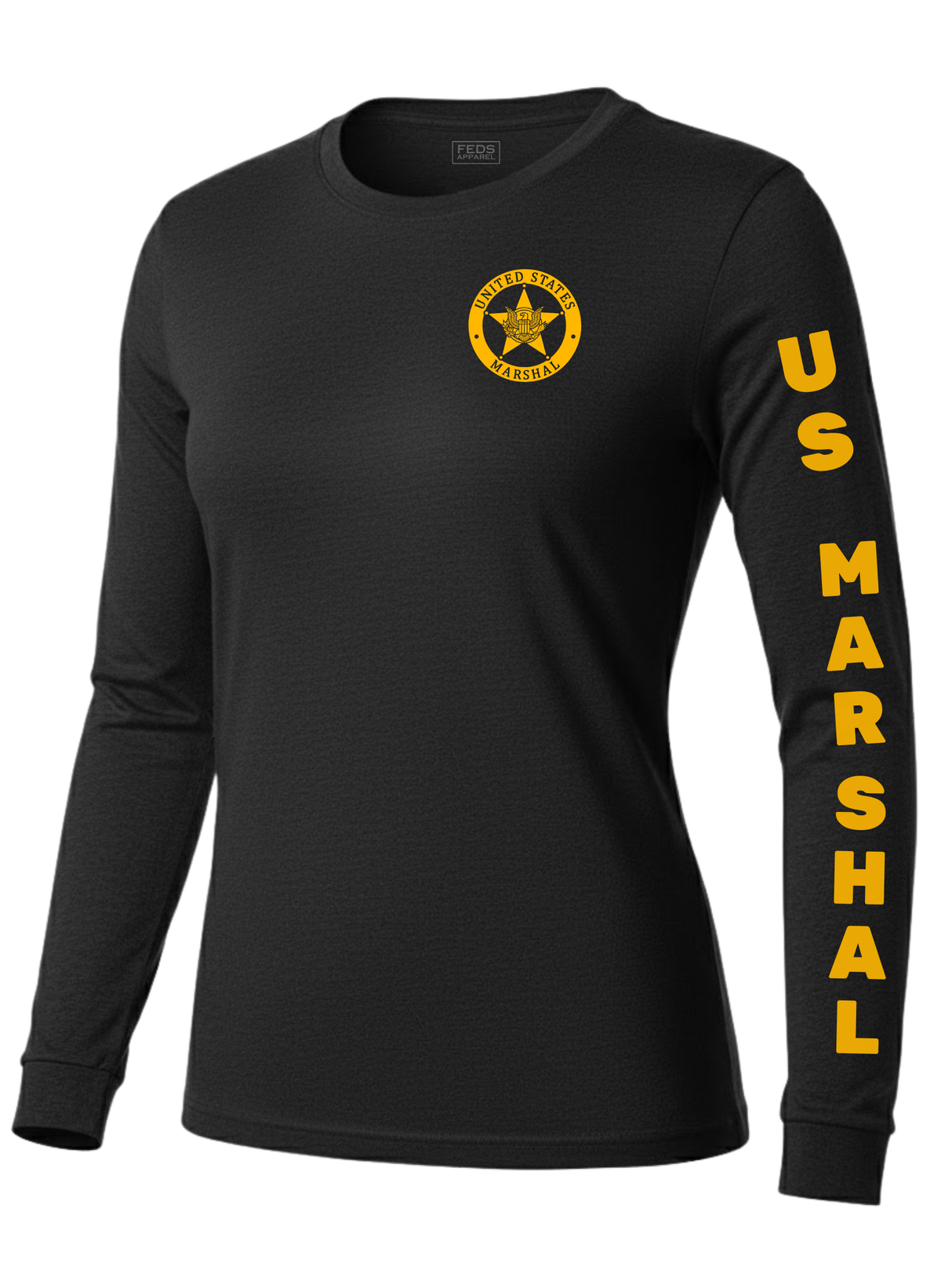 Black US Marshals Service USMS Women's Shirt - Long Sleeve (Golden Yellow)