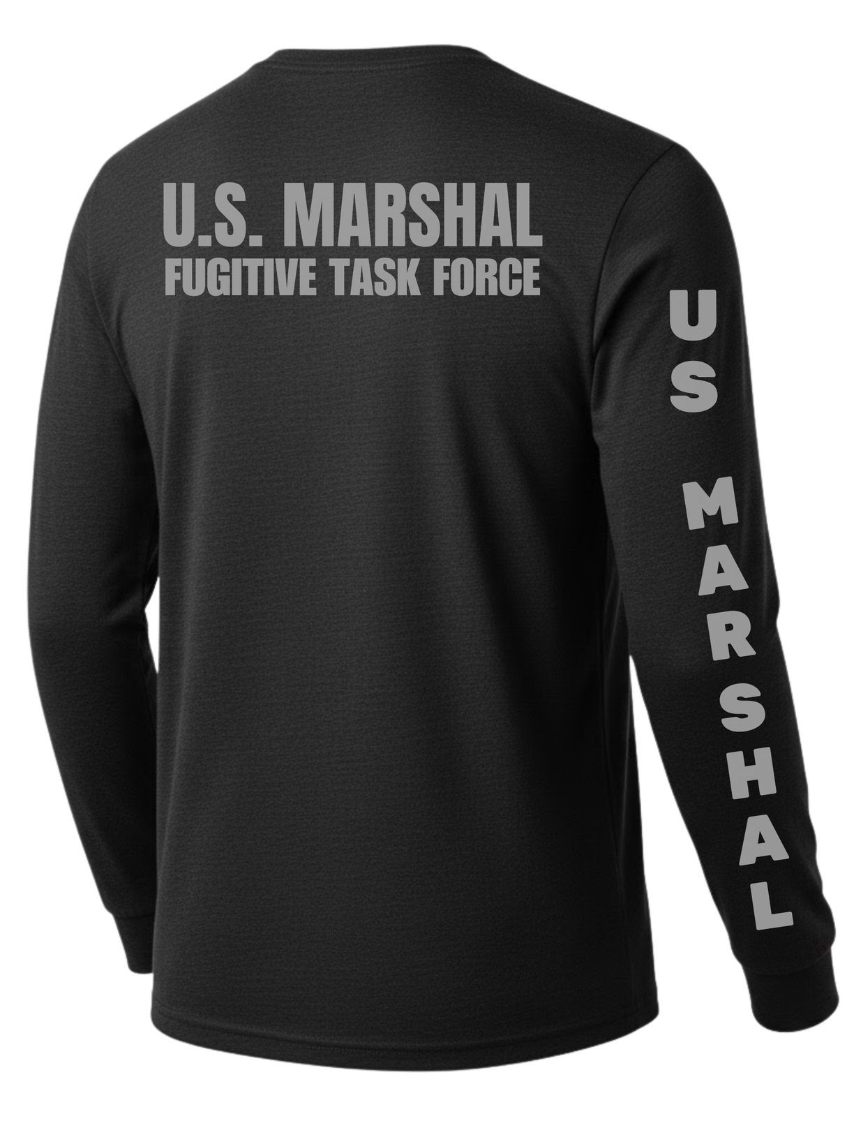 Black US Marshals Service USMS Men's Shirt - Long Sleeve (Gray)