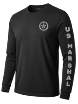 Black US Marshals Service USMS Men's Shirt - Long Sleeve (Gray)