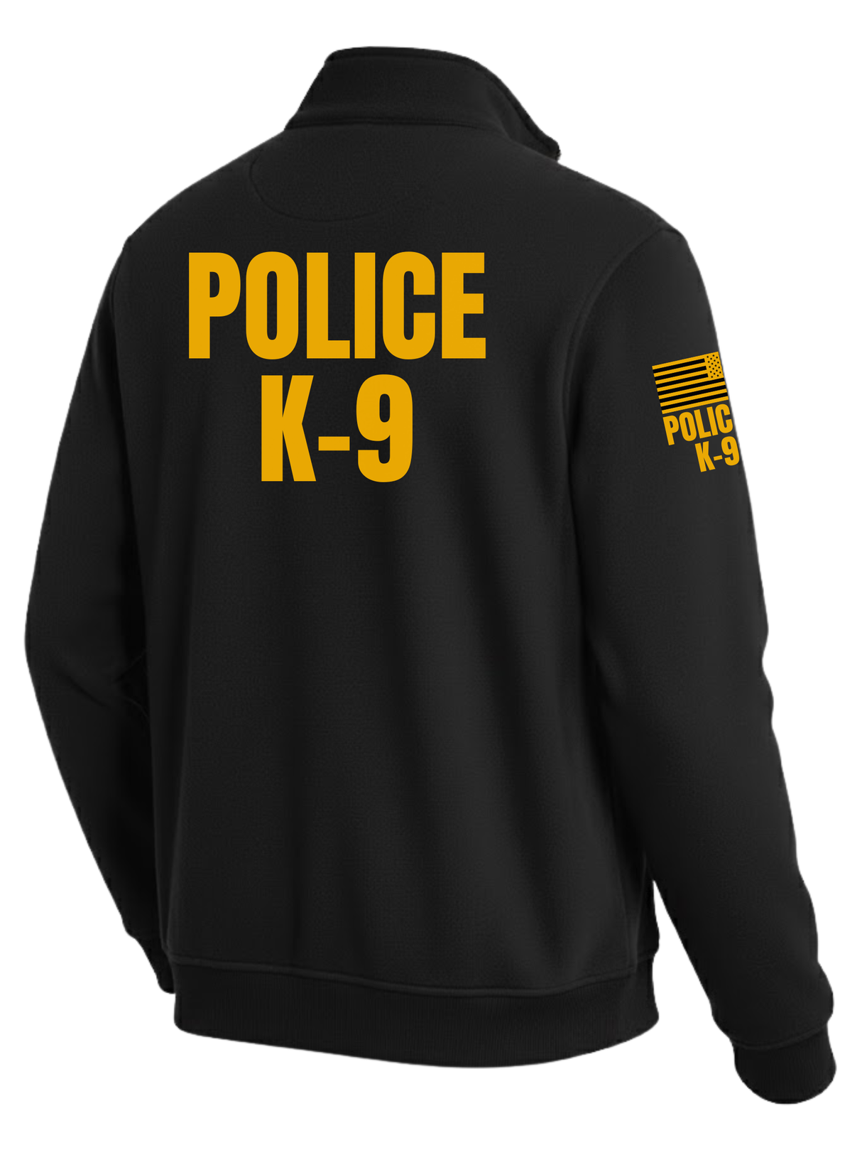 Black Police K-9 Men's Fleece Job Shirt (Golden Yellow) - Back Police Sheriff Uniform