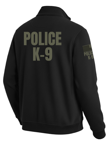 Black Police K-9 Men's Fleece Job Shirt (Green) - Back Police Sheriff Uniform