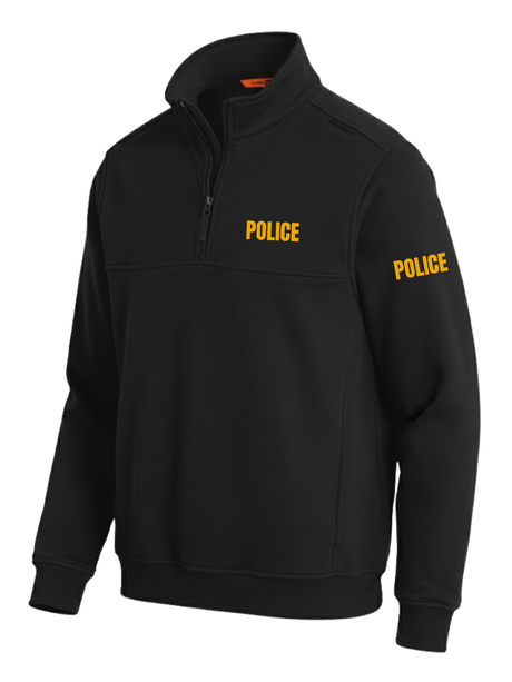 Black Police Men's Fleece Job Shirt (Golden Yellow) - Front Police Sheriff Uniform