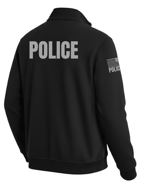 Black Police Men's Fleece Job Shirt (Gray) - Back Police Sheriff Uniform