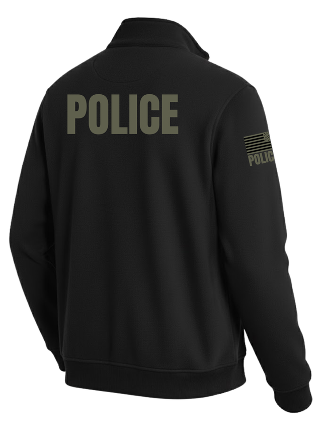 Black Police Men's Fleece Job Shirt (Green) - Back Police Sheriff Uniform