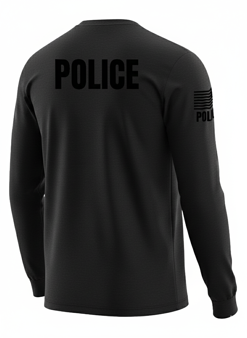 Black Police Men's Shirt - Long Sleeve (Black)