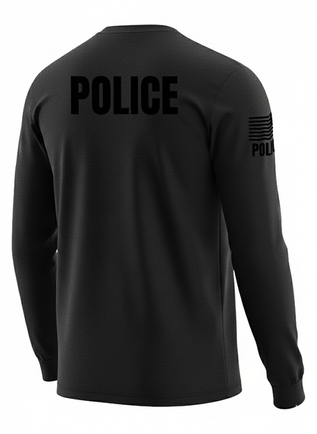 Black Police Men's Shirt - Long Sleeve (Black)