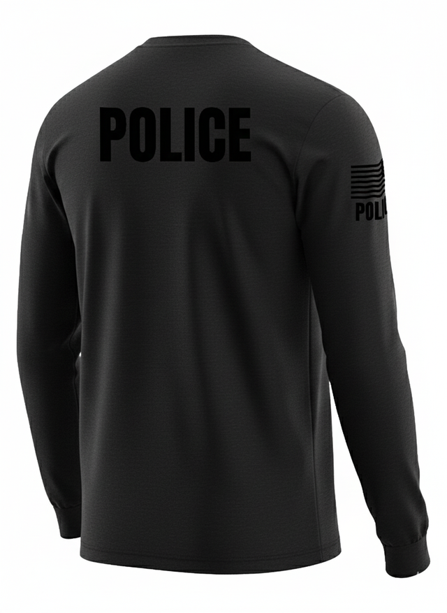 Black Police Men's Shirt - Long Sleeve (Black)