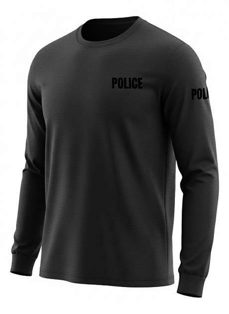Black Police Men's Shirt - Long Sleeve (Black)