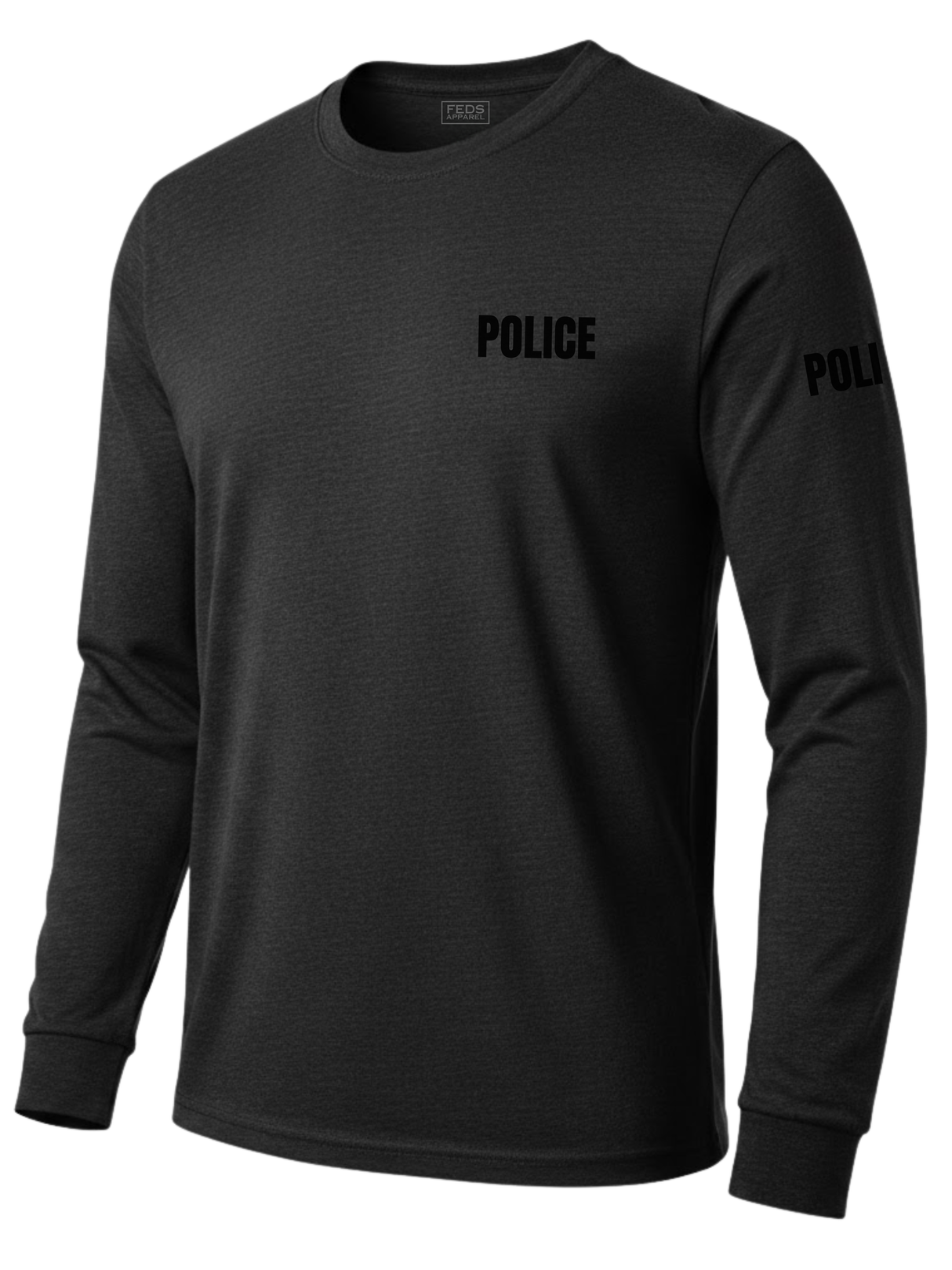 Black Police Men's Shirt - Long Sleeve (Black)