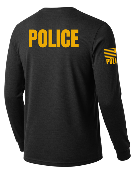 Black Police Men's Shirt - Long Sleeve (Golden Yellow)