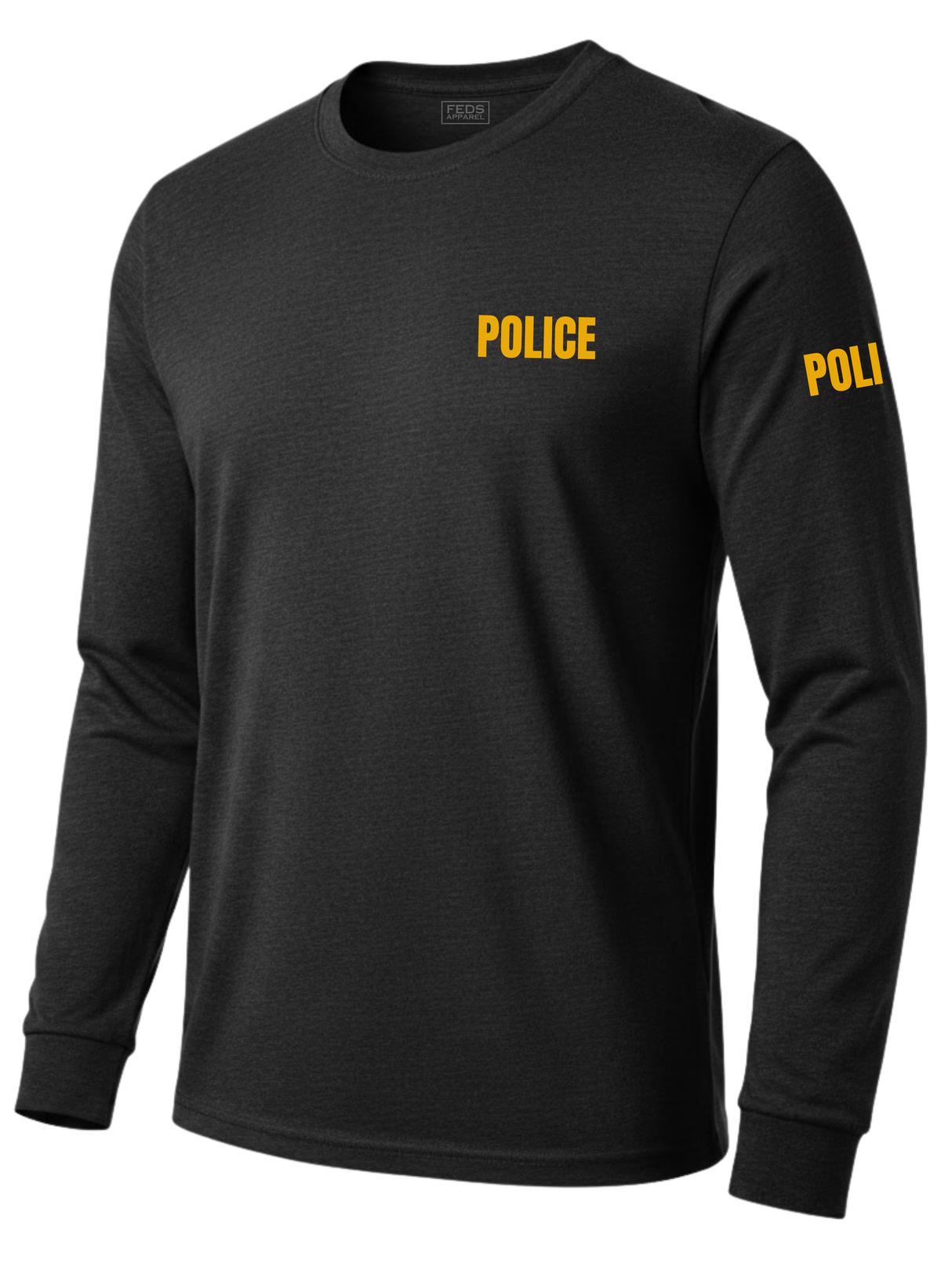 Black Police Men's Shirt - Long Sleeve (Golden Yellow)