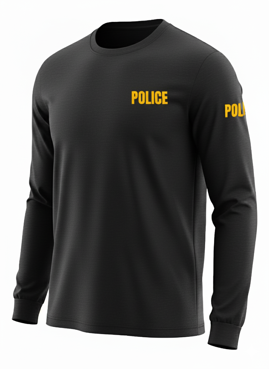 Black Police Men's Shirt - Long Sleeve (Golden Yellow)
