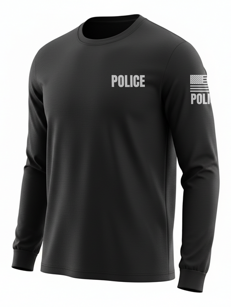 Black Police Men's Shirt - Long Sleeve (Gray)1