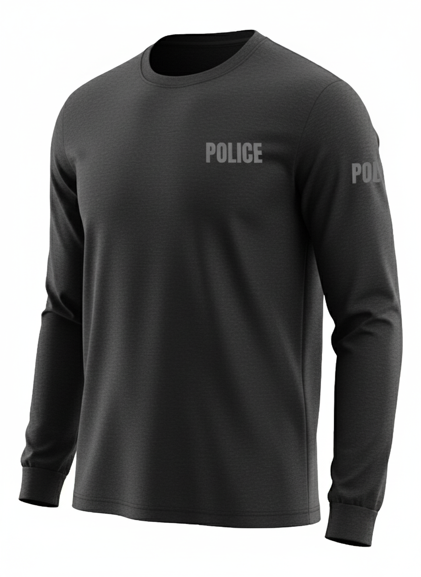 Black Police Men's Shirt - Long Sleeve (Gray)