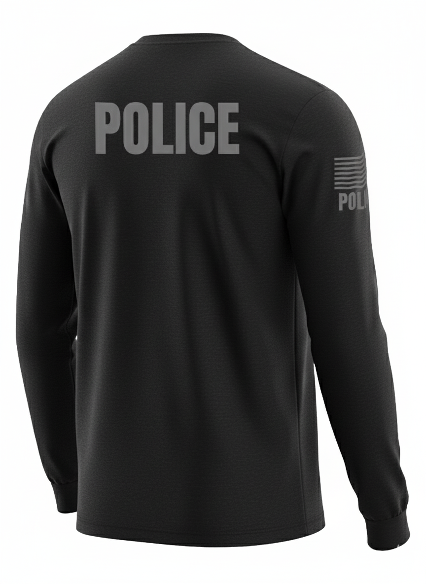 Black Police Men's Shirt - Long Sleeve (Gray)