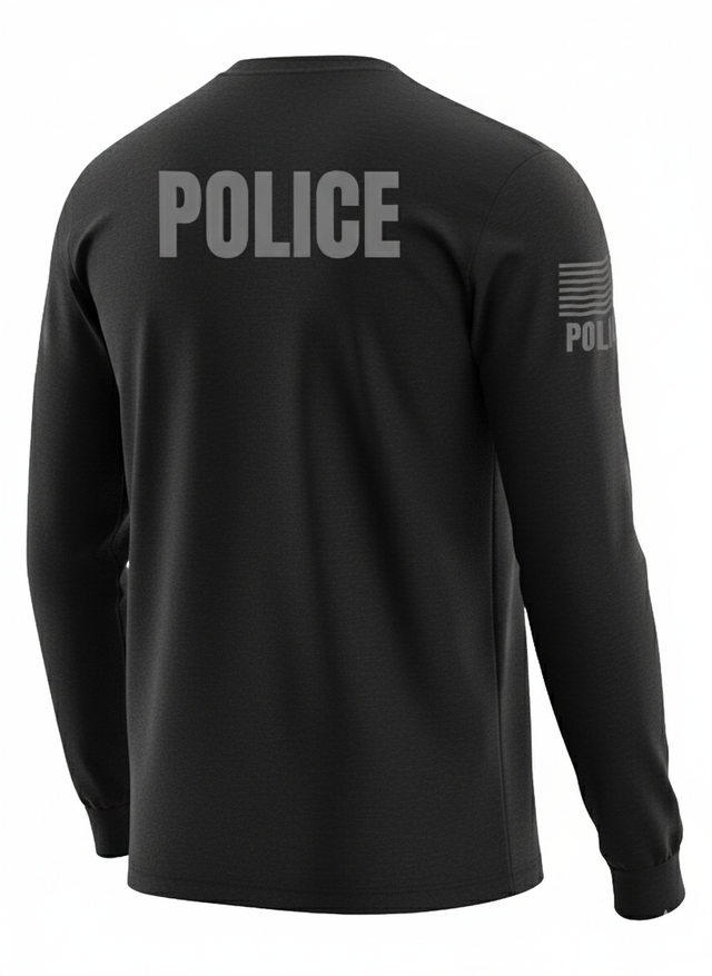 Black Police Men's Shirt - Long Sleeve (Gray)