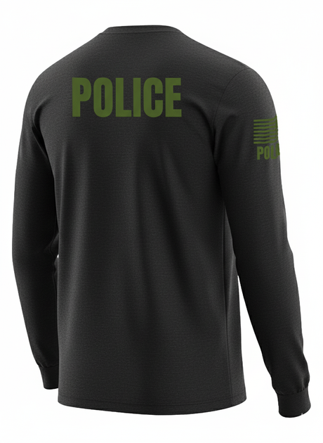 Black Police Men's Shirt - Long Sleeve (Green)