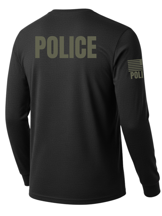 Black Police Men's Shirt - Long Sleeve (Green)
