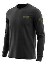 Black Police Men's Shirt - Long Sleeve (Green)