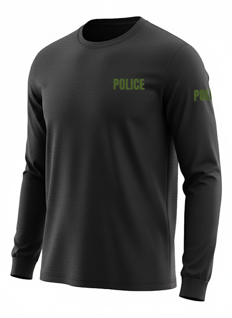 Black Police Men's Shirt - Long Sleeve (Green)