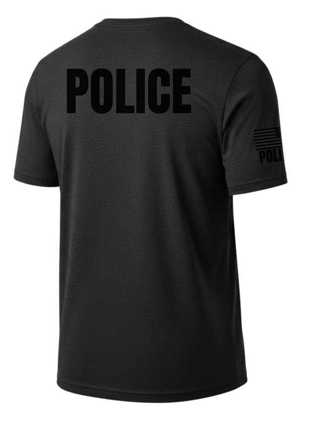 Black Police Men's Shirt - Short Sleeve (Black)