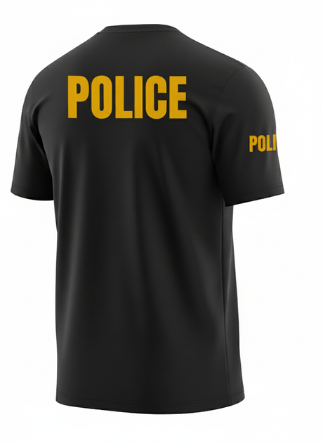 Black Police Men's Shirt - Short Sleeve (Golden Yellow)
