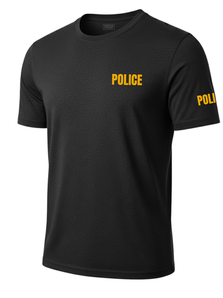 Black Police Men's Shirt - Short Sleeve (Golden Yellow)