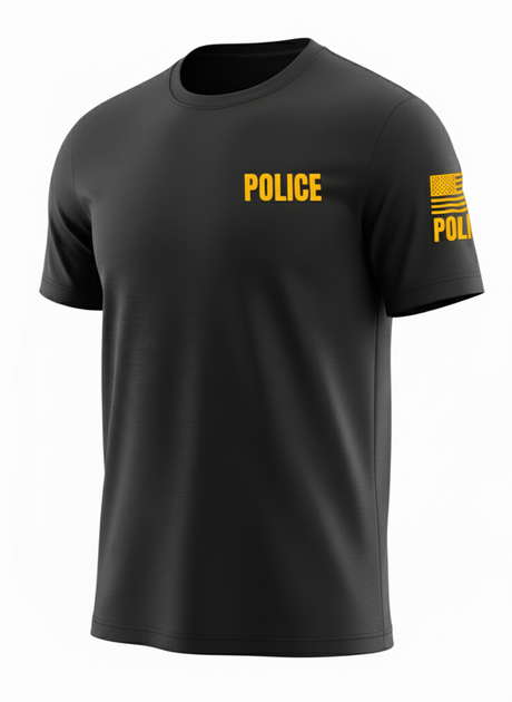 Black Police Men's Shirt - Short Sleeve (Golden Yellow)1