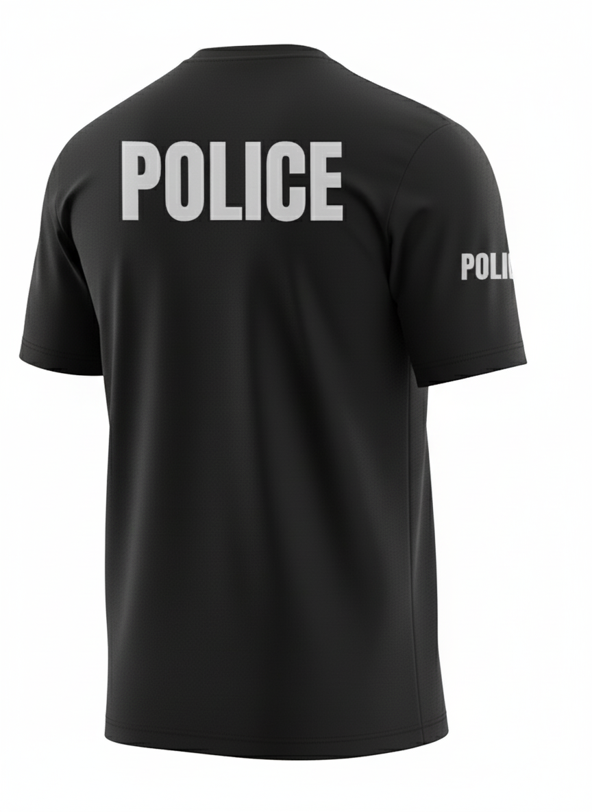 Black Police Men's Shirt - Short Sleeve (Gray)