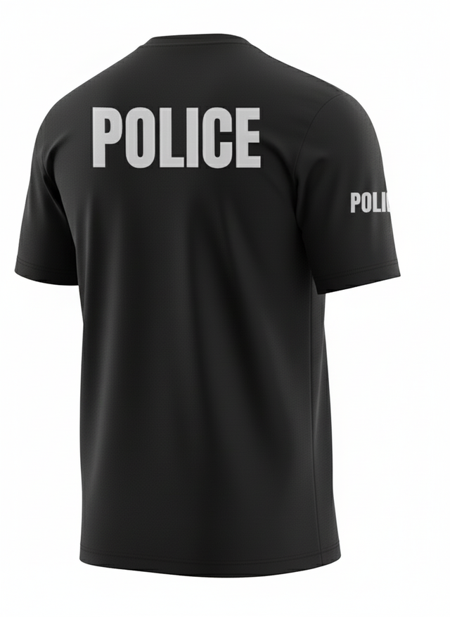Black Police Men's Shirt - Short Sleeve (Gray)
