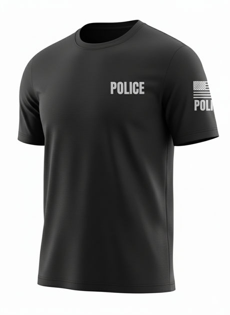 Black Police Men's Shirt - Short Sleeve (Gray)1