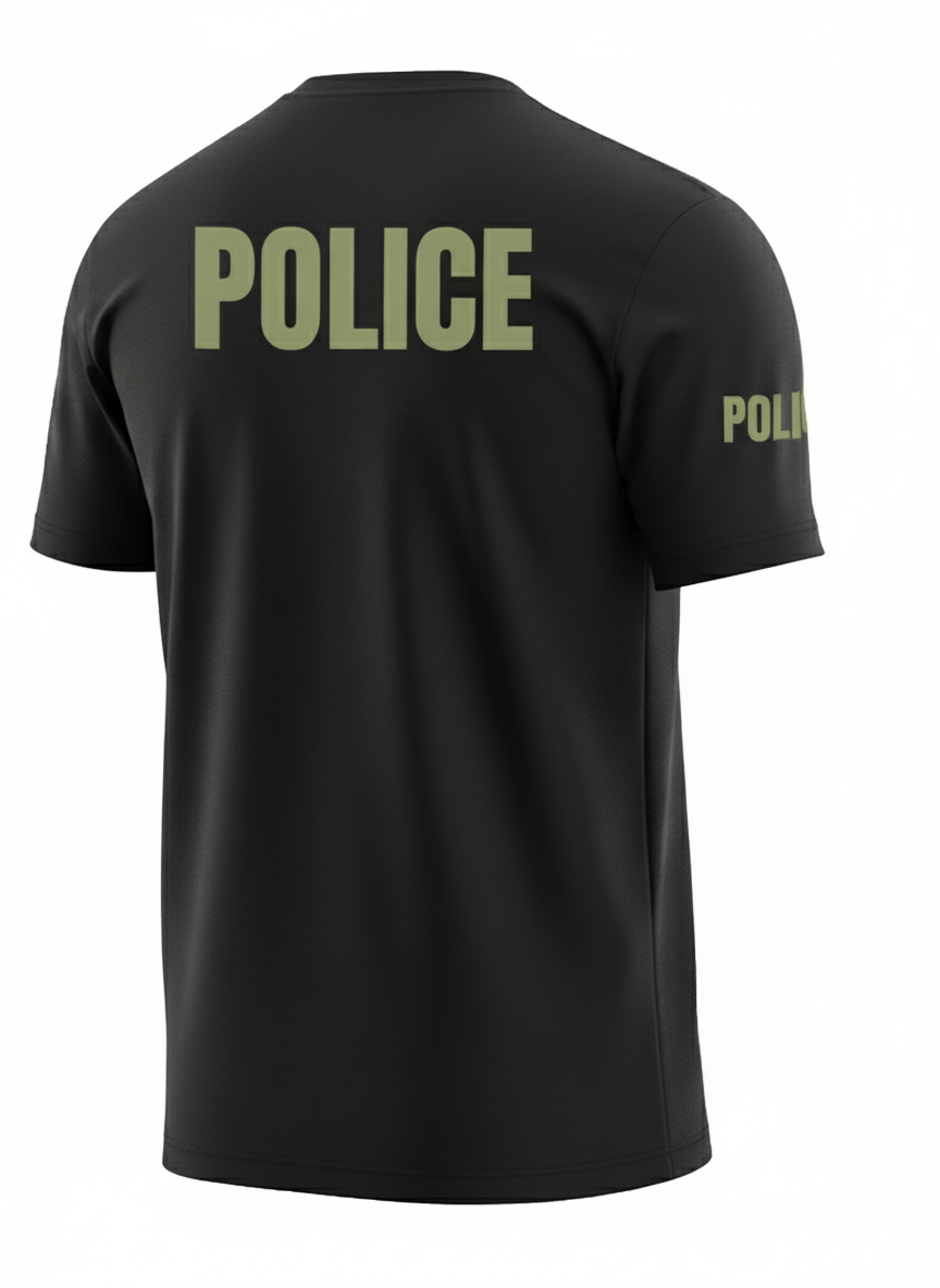 Black Police Men's Shirt - Short Sleeve (Green)