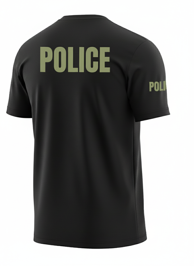 Black Police Men's Shirt - Short Sleeve (Green)