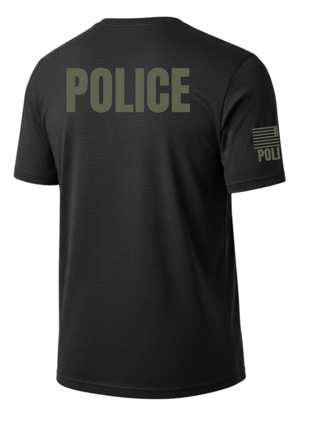 Black Police Men's Shirt - Short Sleeve (Green)