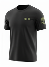 Black Police Men's Shirt - Short Sleeve (Green)1