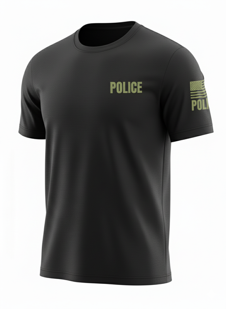Black Police Men's Shirt - Short Sleeve (Green)1