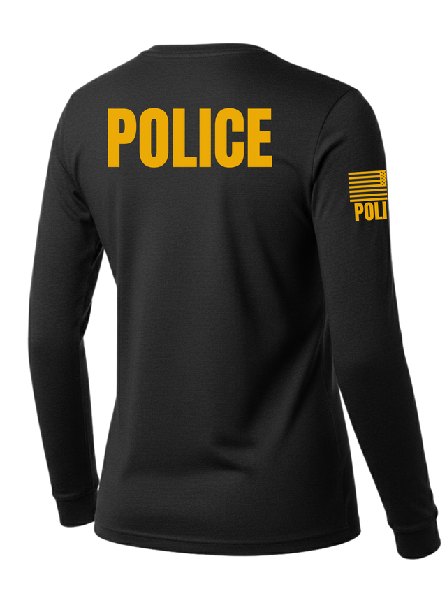 Black Police Women's Shirt - Long Sleeve (Golden Yellow)