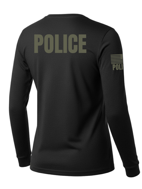 Black Police Women's Shirt - Long Sleeve (Green)